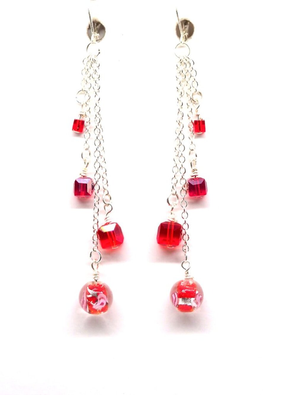 Cascading Red Earrings